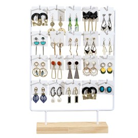 Tibapla Earring Display Stand for Selling Jewelry Display Stand with 15 Hooks for Earring Cards Bracelet Necklaces Wood Earring Holder for Women Girls Gifts