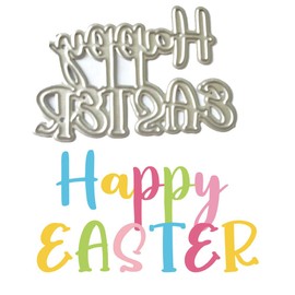 Happy Easter Words Metal Cutting Die for Card Making and Photo Album Decorations, Phrases Letters Die Cut Holiday Alphabet Dies Stencils Embossing Template for DIY Scrapbooking Craft