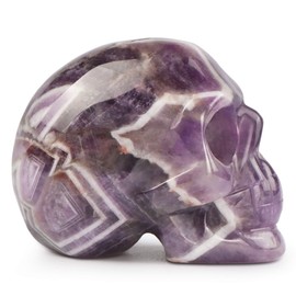 Artistone 2inch Amethyst Crystal Skull Head Statue Hand Carved Gemstone Skull Stone Figurine Collectibles for Home Office Decor