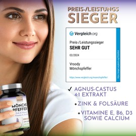 Monk's Pepper Plus – High-Dose Hormonal Support with Folic Acid, Zinc, Vitamin E, D3, Calcium & B6 – 180 Small Tablets, No Additives