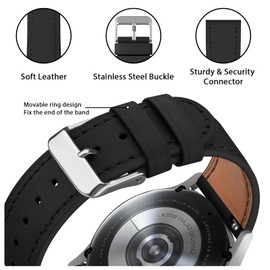 20mm 22mm Leather Watch Bands, Quick Release Watch Strap, Classic Leather Wristband for Women Men (Black, 20mm)