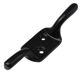 SecureFix Direct Black or Galvanised Cleat Hook 3" - 6" (Washing Line Blind Cord Tie Back Trailer Rope) (Black, 4")