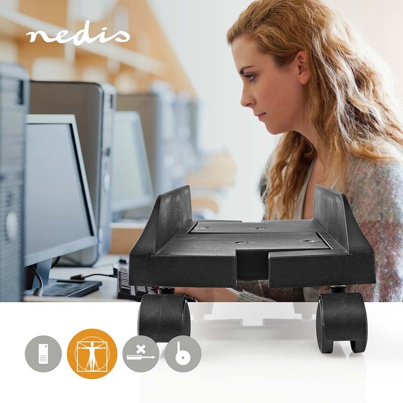 Carrello per computer NEDIS con larghezza regolabile su 4 ruote
