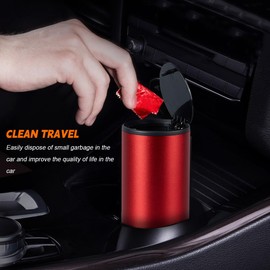 HZEL Car Trash Can with Lid, Multipurpose Leakproof Vehicle Garbage Can for Seat Cup Holder, Small Auto Interior Rubbish Bin for Office Desk Home, Universal for SUVs, RVs, Trucks (Red)