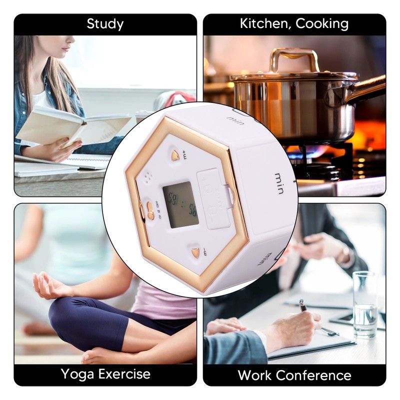 Hex Flip Timer with Mute Alarm Function Magnetic Time Management