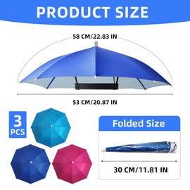 Joytey 3 PCS Head Umbrella Hats Mini Umbrella Caps with Elastic Headband Small Camouflage Umbrellas Adults Kids Foldable Hands-free Umbrellas for Outdoor Garden Fishing Hiking Camping Climbing