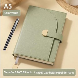 TOAO Cuaderno A5 con Separadores - tapa de cuero, Bolsillo y Portalápices,Bloc Rayado Bolígrafo Incluido, Ideal Escuela, Oficina y Viajes de Negocios,