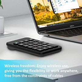 LOONASA Wireless USB & Typec Number Pad, Enhanced Efficiency 23 Keys Numeric Keypad Upgraded Version of 10 Key USB Keyboard Financial Accounting Numpad for Laptop, PC, Notebook, Desktop,Surface Pro