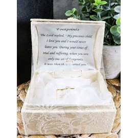 Ebros 22K Gold Footprints Cross On Holy Bible Inspirational Glass Art Figurine