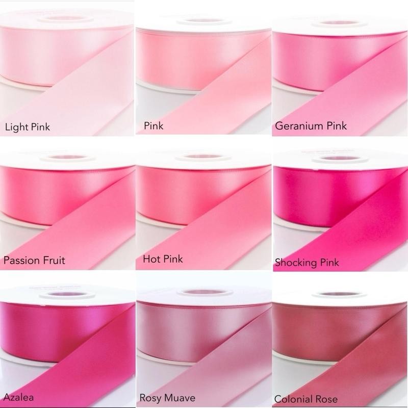 Satin Ribbon 50 yards Single Face Ribbon 1.5”:_Pink