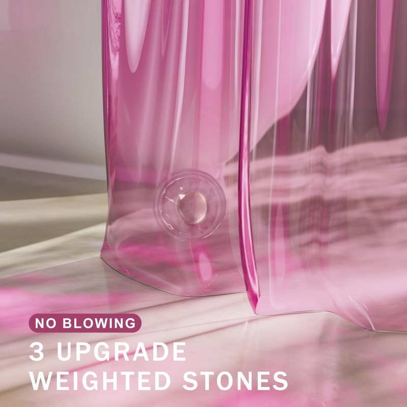 AmazerBath Shower Curtain Liner, 100% EVA Soft Clear Pink Heavy