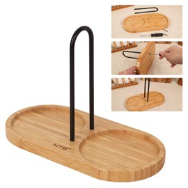 Salt Container with Lid, Tray and Spoon, Bamboo Salt Jar, Salt Barrel with Magnetic Swivel Lid for Herbs or Spices, Salt Cellar 237 ml, Pack of 2