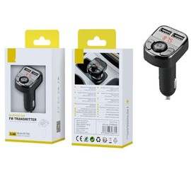 FM Transmitter Bluetooth 4.2 Hands-Free Calling USB Charging x 2 5V 3.1A Support Micro SD and USB (Black)