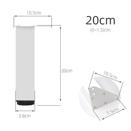 XineYuor Pack of 4 Furniture Feet, Adjustable, 20 cm Metal Furniture Feet, Table Legs, Height Adjustable, Aluminium Feet for Furniture, Cabinet Feet for Furniture, Sofa, Table, Chair, Desk, Kitchen,