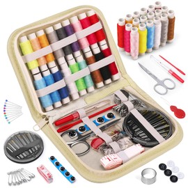 Coquimbo Sewing Kit for Adults, Kids, Beginner, Traveler, Portable Sewing Supplies Contains Soft Tape Measure, Scissors, Thimble, Thread, Sewing Needles (White, M)