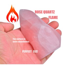 AMOYSTONE Large Rose Quartz Flame Shaped Stone Real Rose Quartz Healing Crystal Tower Spiritual Home Decor for Witchy Room 1.5-2.2LB