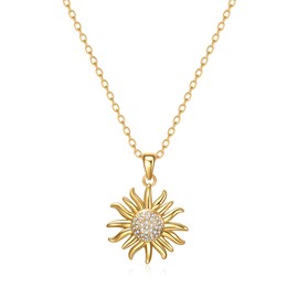 Rnivida 14K Gold Plated Sun Necklace for Women,Sunflower Jewelry Gift for Everyday Wear