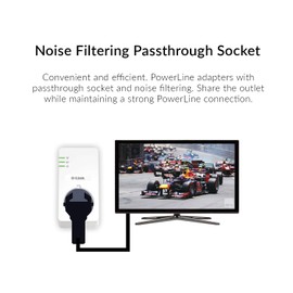 D-Link DHP-P601AV 2PK Powerline Adapter Kit - Powerline AV2 1000 Technology, Gigabit LAN Port, Passthrough Socket - Plug-and-Play, Create a Powerline Network Expandable up to 16 Powerline Adapters.