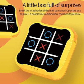 Tic Tac Toe Game, 4 in 1 Handheld Educational Game Machine, Electronic Tic Tac Toe Game for Education and Memory Growth, Home, Toy Board Game for Kids and Adults handheld game - Color: orange