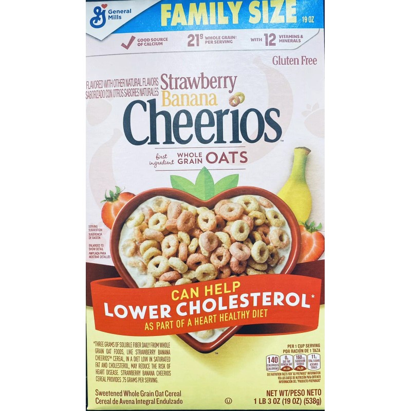 General Mills CHEERIOS FAMILY SIZE STRAWBERRY BANANA Whole Grain Oats
