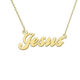 GR35Z9 Jesus Name Necklace Gold Nameplated Stainless Steel Pendant Jewelry for Women