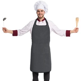 Vizbrite Aprons for Cooking, Adjustable Chef Apron with 2 Pockets, Water and Oil Resistant Kitchen Apron for BBQ Server Baking Gardening for Women Men