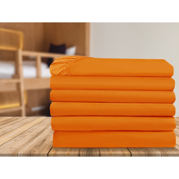 Elegant Comfort Fitted Bottom Sheets 1500 Thread Count Premium Hotel Quality, Deep Pocket, Wrinkle-Free, Stain and Fade Resistant, (Pack of 6) Fitted Sheet, Twin/Twin XL, Orange