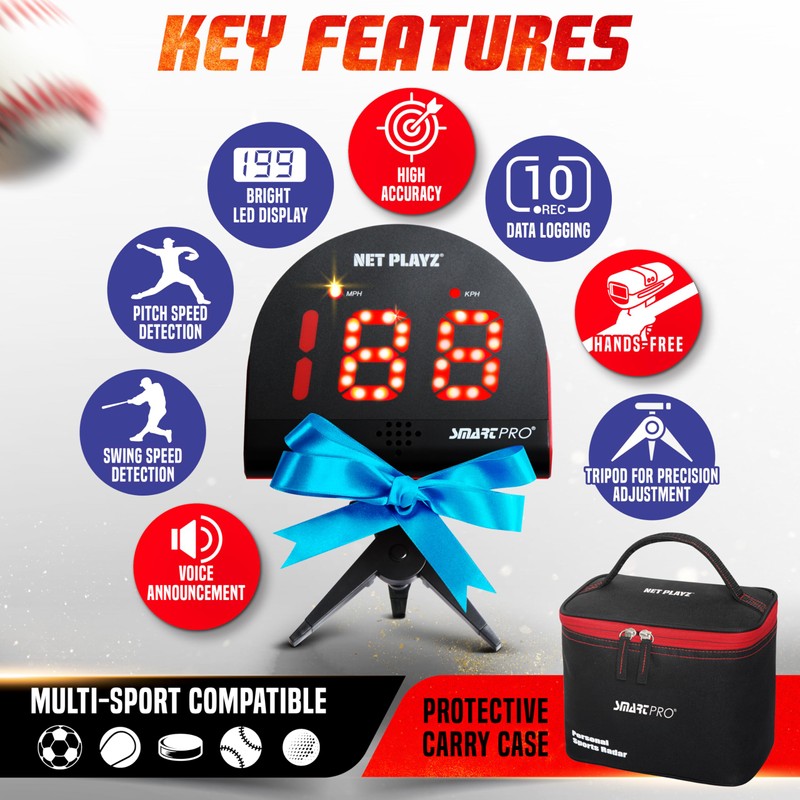 Net Playz Multi-Sport Personal Speed Radar Detector Gun Major Baseball