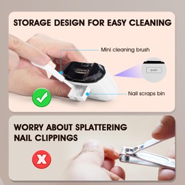 Electric Nail Clipper with 3 Speed Levels, Safe and Convenient Nail Trimmer, USB Rechargeable for Baby, Kids, Adult, Seniors, Caregiver Automatic Nail Clipper