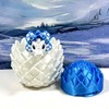 3D Printed Baby Dragon with Dragon Egg, 6" Articulated White