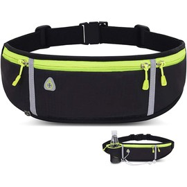 Cangurera Deportiva, Riñonera Deportiva con 1 Botellas de Agua, Riñonera Deportiva con Cinturón Regulable,Bolsillos de Auricular y Teléfono,correr,gimnasia,ciclismo,viajes y actividades al aire libre