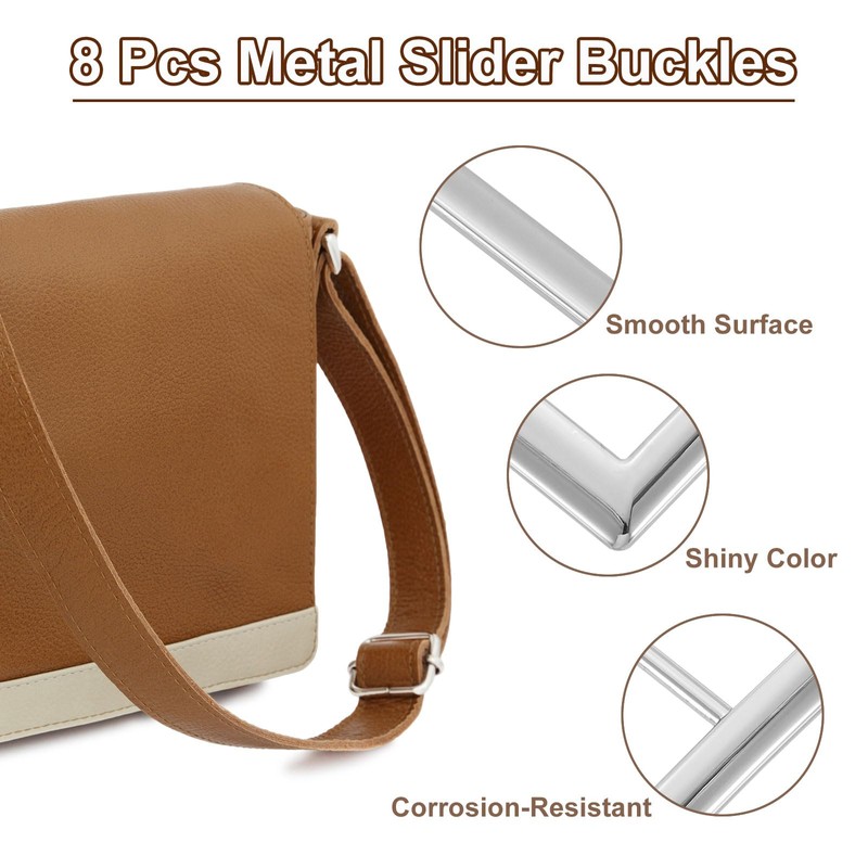 sourcing map 8Pcs 3/4" Metal Slider Buckles, Flat Tri-Glide Button