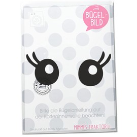Iron-On Patch Eyes with Eyelashes Approx. 4 cm Flock Film Appliqué Iron-On Sticker for Fabrics Textiles Children for Iron-On Patches, Colour: Black