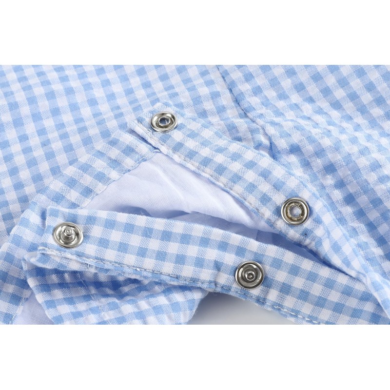 Lil cactus Light Blue Gingham Jon Jons Shortall, 12-18 Months