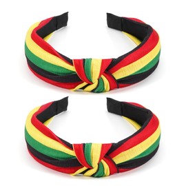 Budsmile Rasta Headbands African Jamaica Juneteenth Headband for Women Girls Elastic knotted Wide Hairband Hair Hoop Yoga Workout Hair Accessories Gifts ﻿