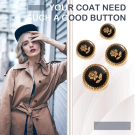 Metal Vintage Buttons 16 Pieces Metal Buttons Golden Blazer Buttons Flower Decorative Round Sewing Buttons Eyelet Buttons For Coat Jacket Blazer 22mm