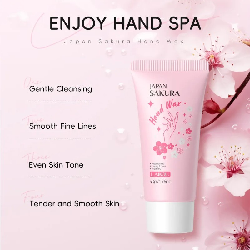 Set Laikou Japan Sakura Crema Y Cera Para Manos 2pzs