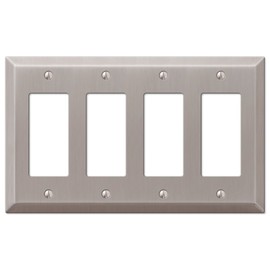 AMERELLE 163R4BN Century Quadruple Rocker Steel Wallplate in Brushed Nickel