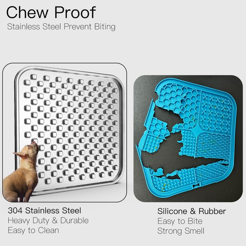 Feedoo Double Layer Stainless Steel Lick Mat for Dogs &