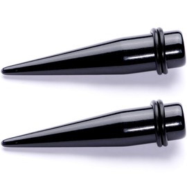 Body Candy Unisex Ear Gauges Stretching Kit Straight Tapers for Stretched Ears Black Acrylic Taper Set 1/2"