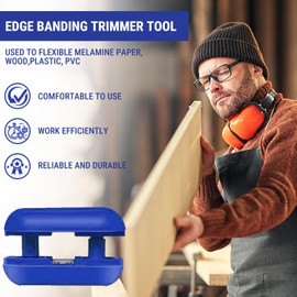 Uadme Edge Banding Trimmer, Quad Trimmer Tool with Tungsten Carbide Blades, Hand Planer & Deburring Tool, Multi-Directional Edge Corner Chamfering & Scraper for Wood, PVC, ABS, Melamine (Blue)
