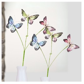 Factory Direct Craft Artificial Butterfly Stems Set of 2 - Spring Picks for Centerpieces, Baby Shower Arrangements and Easter Decorating (21 Inches High)
