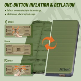 SKYEMAC 4" Thick Self Inflating Sleeping Pad with Pump, Camping Mattress with 13R Memory Foam, Portable Roll Up Bed, Inflatable Outdoor Mat for Rooftop Tent Car Truck Van, 4 Season