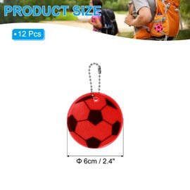 PATIKIL Reflective Keychain Tags, 12 Pack Reflective Football Pendant PVC High Visibility Reflector Tags Waterproof Safety Reflector for Backpack Handbag, Red