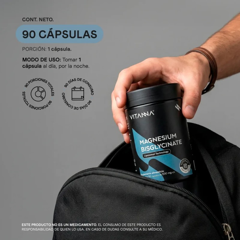 Magnesio Bisglicinato Quelado Liposomal 500mg 90 Cápsulas