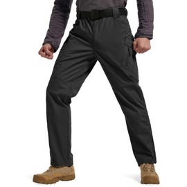 Hiwise Men's Ripstop Tactical Pants Water Resistant Stretch Cargo Pants Lightweight EDC Hiking Work Pants (Black, 30WX32L)