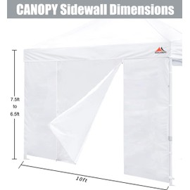 SCOCANOPY Door for 10x10 Canopy Frame Two Central Zipper Design for Easy Entry and Exit,1 Pack Sunwall Only,Dark Grey