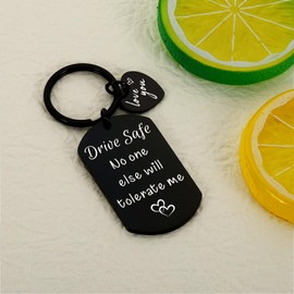 BF Gifts Boo Basket Stuffers 10 Year Anniversary Steel Gifts for Him Her Christmas Gifts for Men Women Drive Safe Keychain for Him Iron 6th Anniversary Giifts Husband Birthday Gift Long Distance Gifts