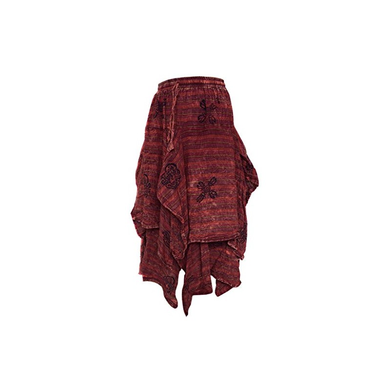 Gheri Cotton 2 Layer Asymmetrical Elastic Waist Long Summer Skirt