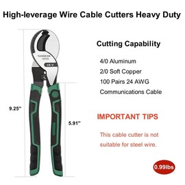 10 Inch Cable Cutters Heavy Duty High Leverage Wire Cable Cutter Pliers Tool for Aluminum, Copper, Wire, Communications Cable